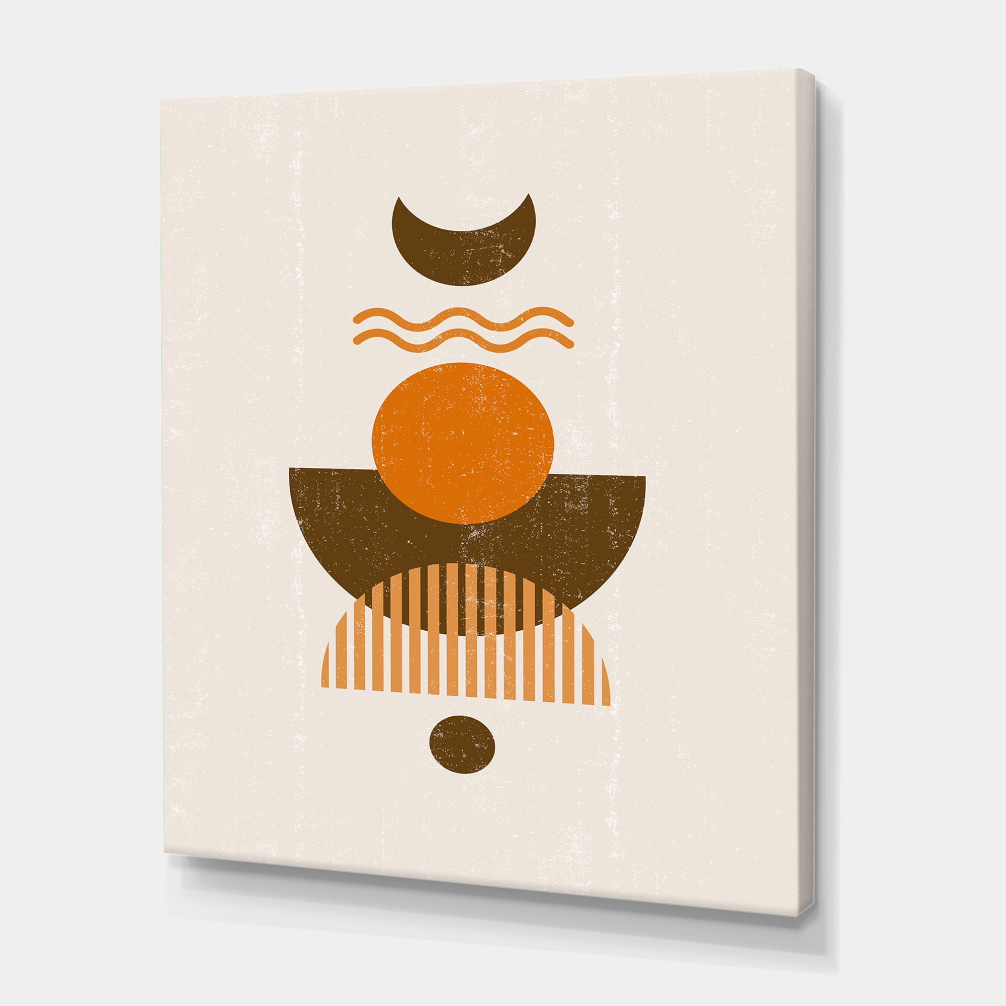 Designart ' Abstract Moon and Sun In Earth Tones ' Modern Canvas Wall Art Print