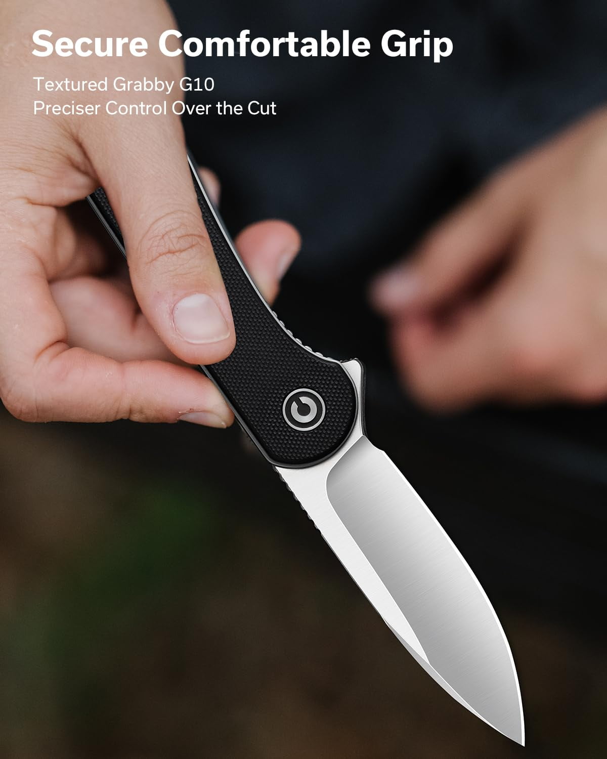 CIVIVI Elementum Folding Pocket Knife for Men and Women, 2.96" D2 Satin Blade, Black G10 Handles, Ideal for Utility Gift C907A