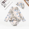 thumbnail image 2 of Gubotare Girls Bathing Suits Girls Swimsuit One Piece Rashguard Swimwear Long Sleeve Bathing Suit Size 7-8 (Beige,7-8 Years), 2 of 7