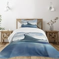 thumbnail image 3 of Ambesonne Shark Quilted Bedspread Set 2 Pcs, Penguin Holding Wild Fish, Twin Size, Blue Grey Dust, 3 of 6