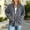 Gray, variant on Womens Full-Zip Ribbed Coat Mock Neck Long Sleeve Loose Fit Casual Comfy Jacket with Pockets Army Green Size M