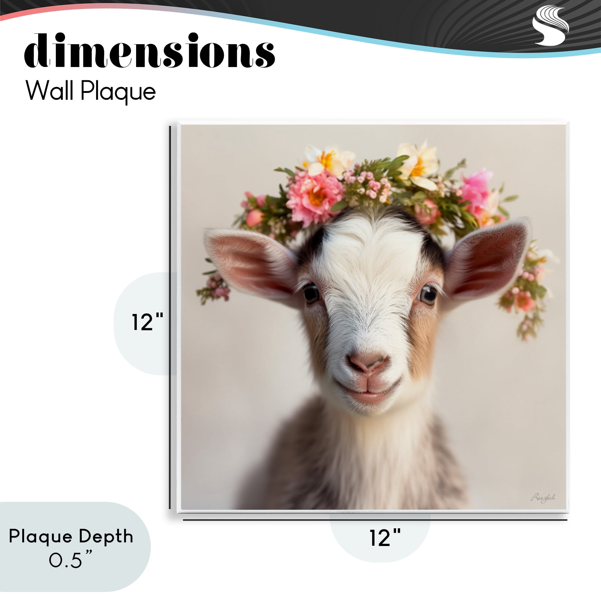 Stupell Industries Flower Crowned Goat Wall Plaque Art, design by Roozbeh