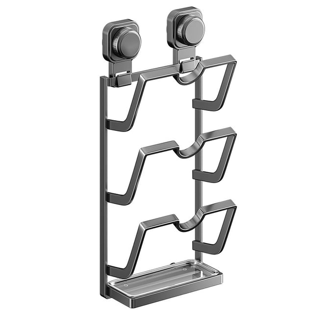 Soporte de pared con ventosa para tapas de ollas, organizador de tapas de ollas y sartenes, con bandeja de goteo extraíble para tabla de cortar.