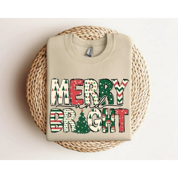Merry and Bright Sweatshirt, Christmas Sweatshirt, Family Christmas Sweatshirt, Christmas Sweatshirts for Women, Merry Christmas Sweatshirt