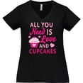 thumbnail image 3 of Inktastic Valentines Day All You Need is Love and Cupcakes Women's Plus Size V-Neck T-Shirt, 3 of 5
