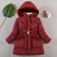 thumbnail image 2 of Annhoo Girls Puffer Jackets Winter Windproof Warm Long Sleeve Zip up Padded Hooded Coats Children's Mid Length Clothes, 2 of 3
