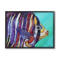 Stupell Industries Broad Fin Varied Layered Stripes Aquatic Fish Design Painting Black Framed Art Print Wall Art, Design by Lisa Morales