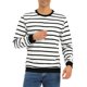 thumbnail image 1 of SUDADERA DE HOMBRE INSPIRE CHIC A RAYAS, AJUSTE REGULAR, CUELLO REDONDO, MANGAS LARGAS, PULLOVER IMPRESO, TALLA S, BLANCA, 1 of 7