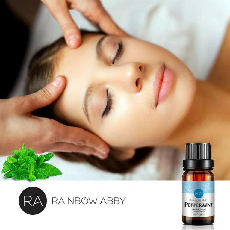 RAINBOW ABBY Peppermint Essential Oil 100% Pure Organic Therapeutic Grade  Peppermint Oil for Diffuser, Sleep, Perfume, Massage, Skin Care,  Aromatherapy, Bath - 10ML 