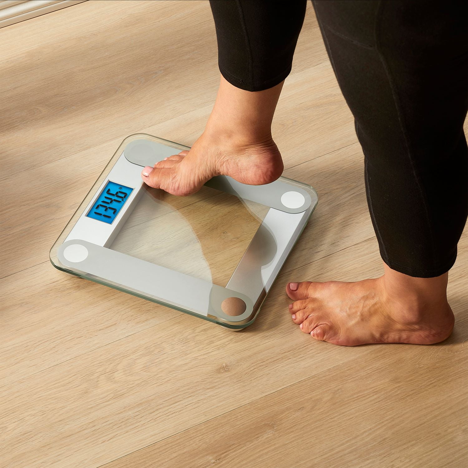 EatSmart Digital 400Lb Capacity Glass Bathroom Scale with Silver Accents