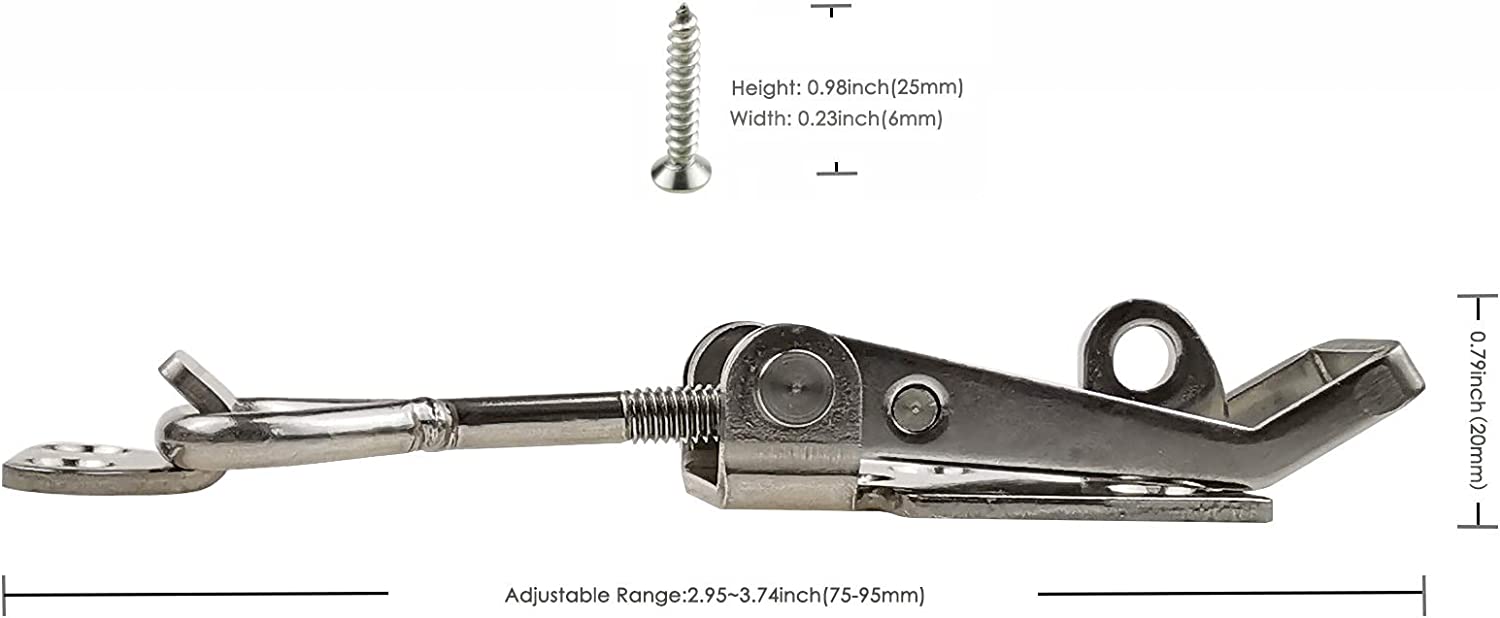JJEAN-Adjustable Buckle Cabinet Boxes Lever Handle Toggle Latch Lock with Screws, 2 Pcs (SK-1S, 75-95mm)
