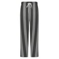 thumbnail image 5 of Black And Gray Vertical Stripes Winter Female Pants Flannel High Waist Women Pants Lady Warm Straight Leg Plush Trousers, 5 of 7