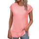 thumbnail image 2 of Blusas,Camiseta informal para mujer, holgada, cuello redondo, manga corta, blusa de poliéster con abertura lateral, color liso para uso diario, sopatenor, 2 of 8