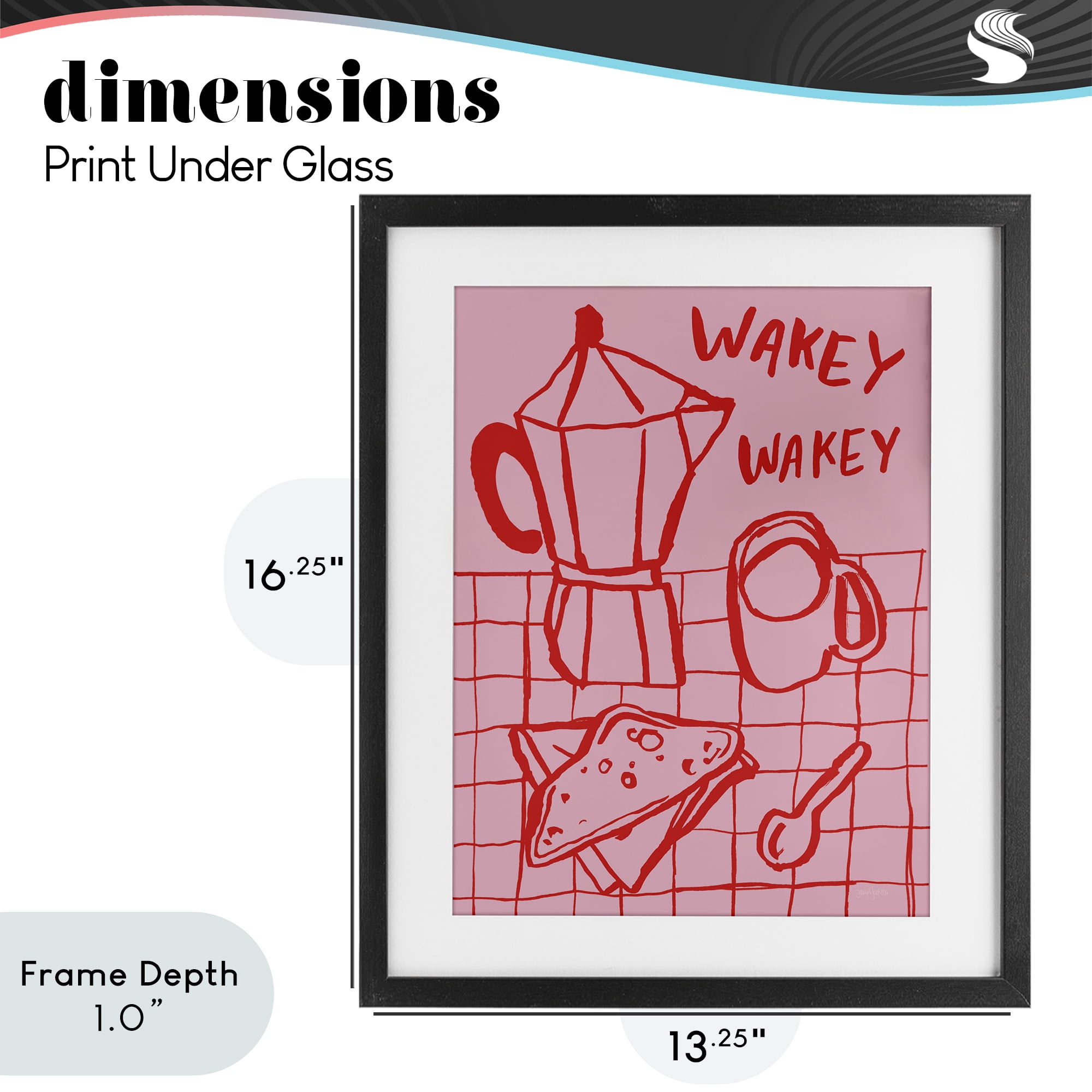 Stupell Industries Wakey Breakfast Doodles Black Framed Print Under Glass, design by Jenaya Jackson