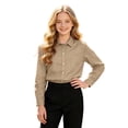 thumbnail image 5 of FYDUU Teens Boys Shirts Solid Color Long Sleeve Dress Shirts Kids Lapel Button Down Tops Formal School Uniform Shirt Back To School Wear 10-11 Years, 5 of 7