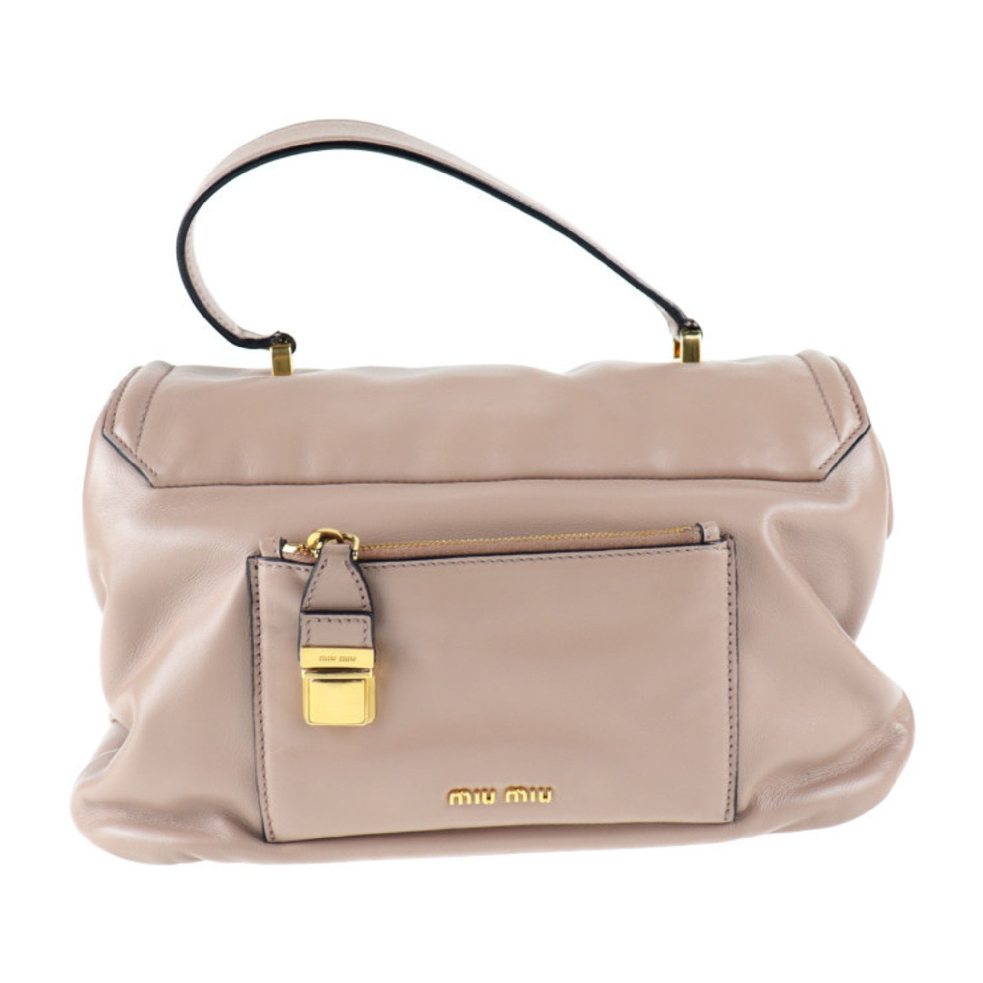 Pre-Owned Miu Miu MIUMIU handbag RN1079 leather CAMMEO pink beige 