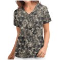 thumbnail image 1 of Camiseta de uniforme de trabajo para mujer, camisetas estampadas de manga corta con cuello en V, camisetas gráficas con bolsillo Pompotops hkajfhjk459134, 1 of 4