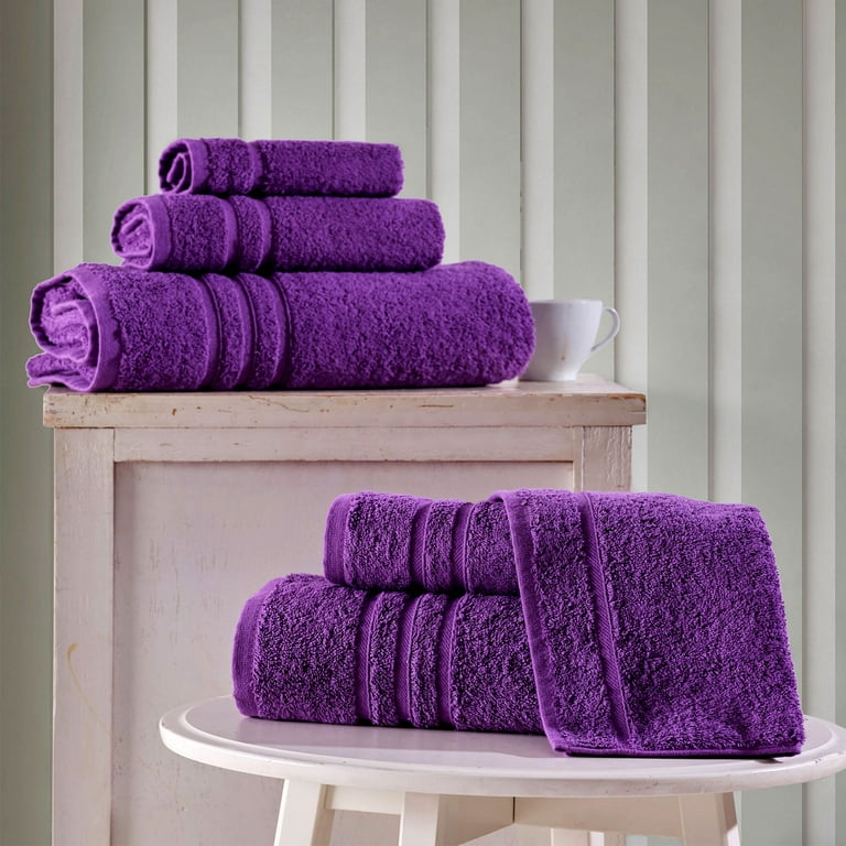 Hawmam Linen Purple Hand Towels Set of 8 Luxury Cotton Hand Towels for Bathroom Soft Quick Dry Towels