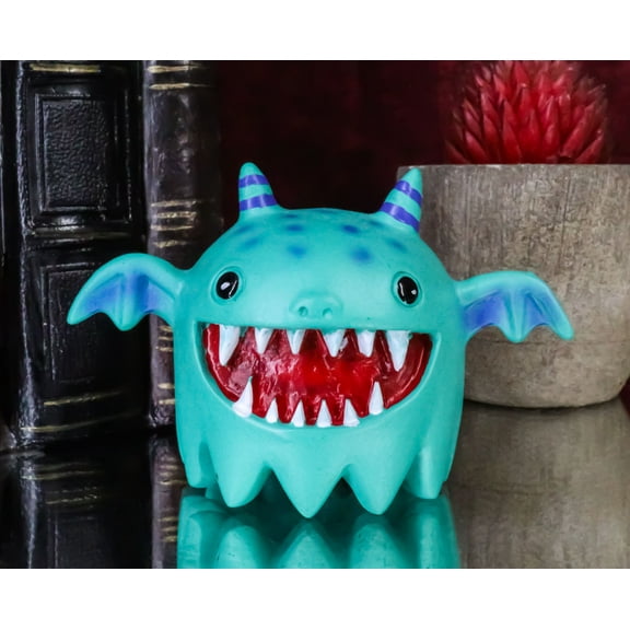Underbedz Turquoise Polkadot Daemon Winged Imp Monster With Horns Figurine