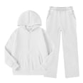 thumbnail image 5 of FSYBOA Girls Outfit Set Size 7-8, Zipper Casual Warm 2 Piece Hoodies and Sweatpants White, 5 of 9