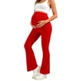 thumbnail image 3 of YFNNUP Maternity Flare Leggings for Women Over The Belly Workout Yoga Pregnancy Pants with Pockets Red,M, 3 of 5