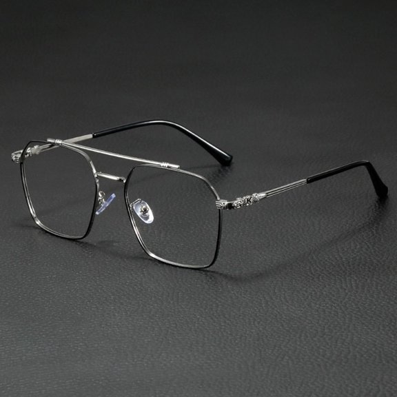 Vintage Classic Men Women Optical Spectacle Eyeglass Blue Ray Blocking Metal Anti-Blue Light Glasses Frame Eyewear Square Eyeglasses Computer Goggles BLACK SILVER