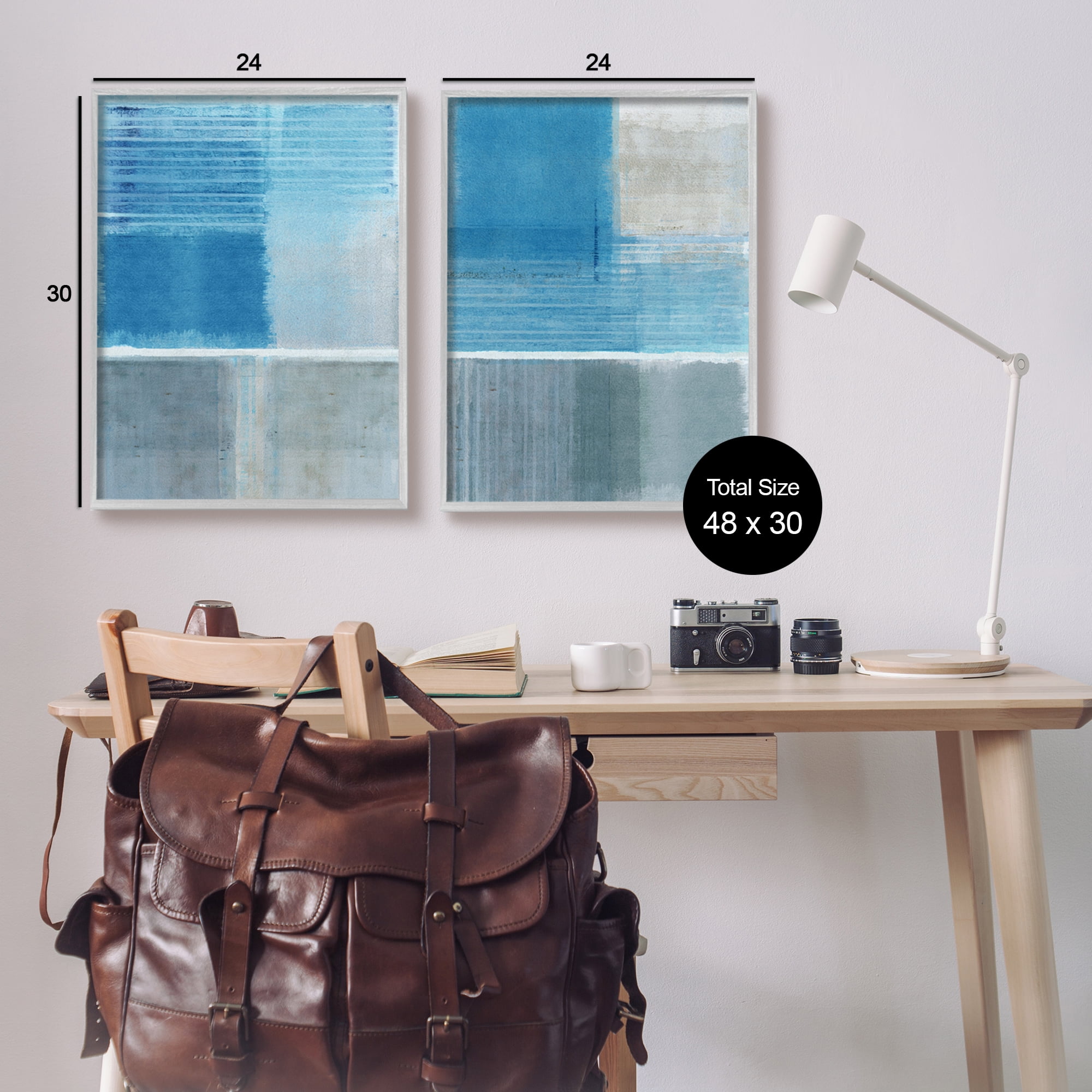 Stupell Industries Blue Rustic Abstraction Abstract Painting Gray Framed Art Print Wall Art, 24 x 30