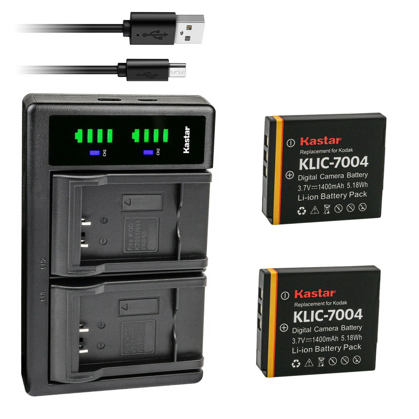 Kastar 2-Pack CGR-D08S Battery and LTD2 USB Charger Compatible