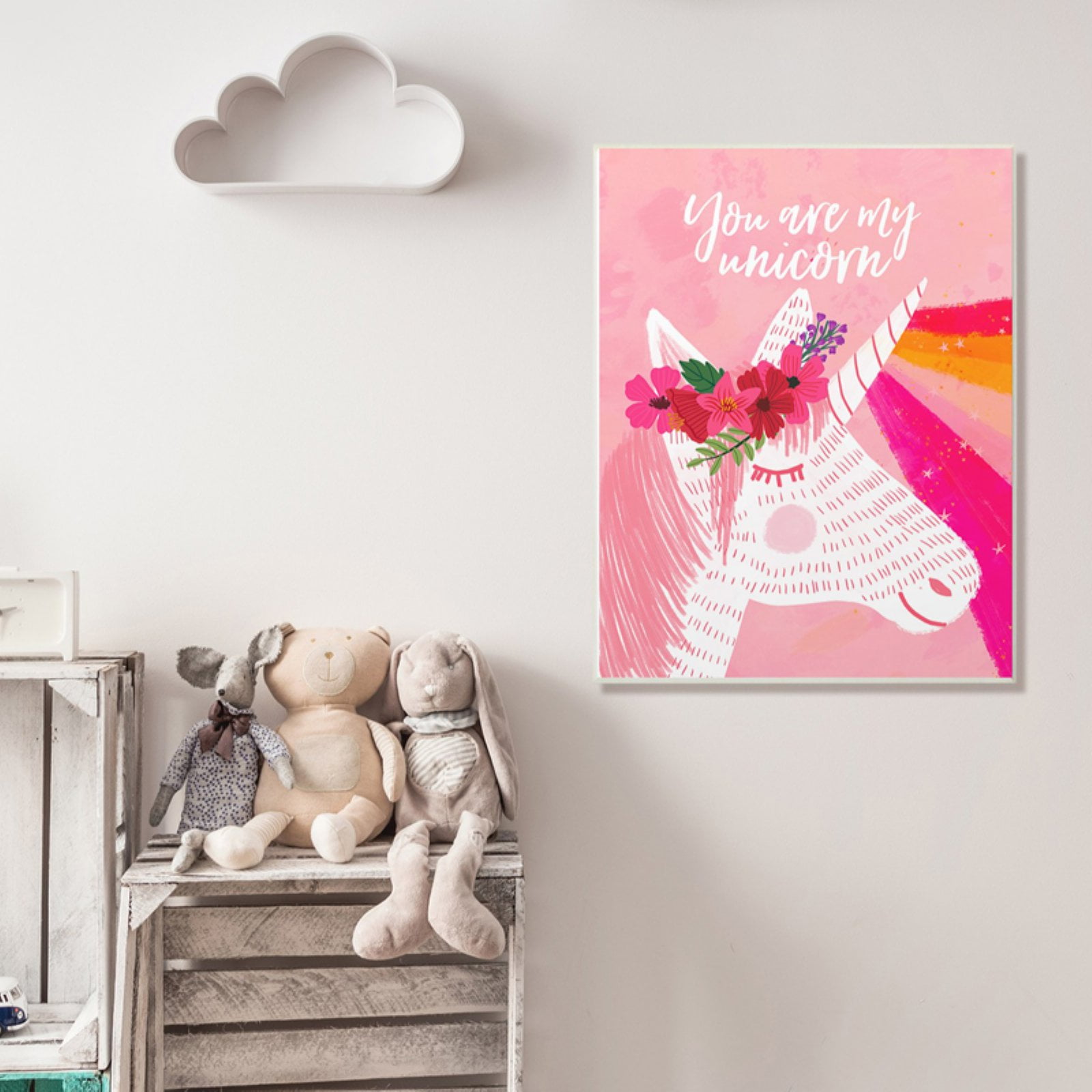 The Stupell Home Decor Collection You Are My Unicorn Rainbow Pink Wall Art