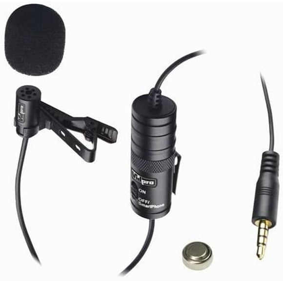 Vidpro XM-L Microphone pour Canon Vixia HF R800 Caméscope Microphone Externe Filaire Microphone Lavalier - Câble Audio 20 Pieds Transducteur type Condensateur Électrique
