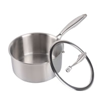 Multipurpose Stainless Steel Saucepan with Glass Lid, Tri-Ply Induction Compatible Pot, Oven-Safe Small Sauce Pan with Ergonomic Handle for All Cooktops