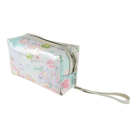 1pc Women Heart Sequin Cat Makeup Bag for Travel Vacation Camping Assorted Color PU