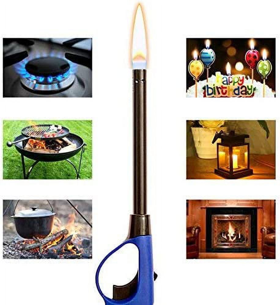 Multipurpose Long Fire Lighters Pack, Refillable Upgrade, Ideal for BBQ Grill Fireplace Gas Stove Campfire, Neon Color Utility Lighter, Value Pack of 6