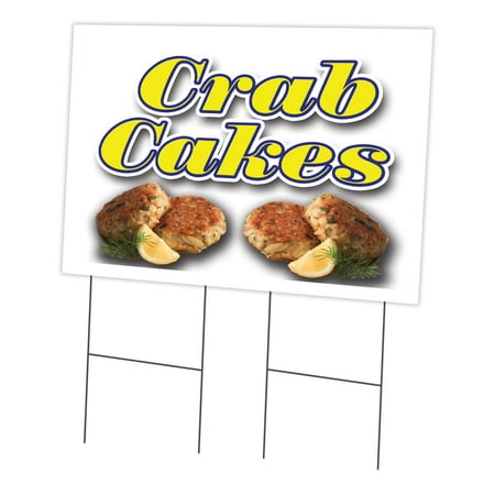Crab Cakes Yard Sign & Stake outdoor plastic coroplast (Best Way To Prepare Crab Cakes)