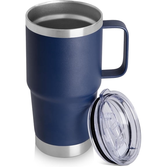 20oz Tumbler with Lid, Stainless Steel Tumbler with Handle, Metal Insulated Travel Coffee Mug with Handle, Double Wall Vacuum Spill Proof Tumbler Cup, Navy 1 Pack