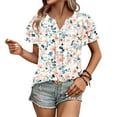 thumbnail image 7 of Paiyanr Women Tunic Tops Casual V-Neck Short Sleeve Shirts Floral Blouses Loose Summer Tops, 7 of 7