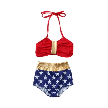 

Toddler Baby Kid Girls Stars Print 2Pcs Bikini Halter Summer Swimwear Swimsuit Beachwear Bathing Suit
