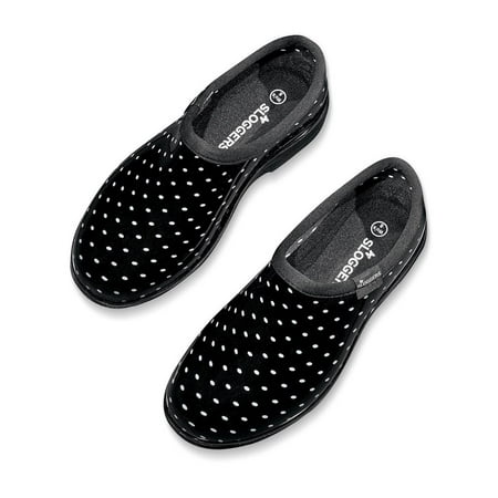 Garden Shoes Waterproof Black and White Dot Sloggers Waterproof Garden Shoes with Molded Arches for All-Day Comfort ()