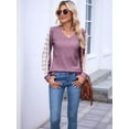 thumbnail image 3 of Womens Long Sleeve Shirts V-Neck Tops Business Casual Blouses Tee Trendy 2025 Fall Fashion Outfits Clothes  Red L, 3 of 7