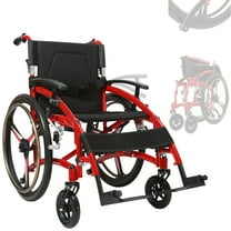 Red Sports Wheelchair for Adults - 33lb Lightweight Magnesium Aluminum, 220lb Capacity, Foldable, 24" All-Terrain Wheels