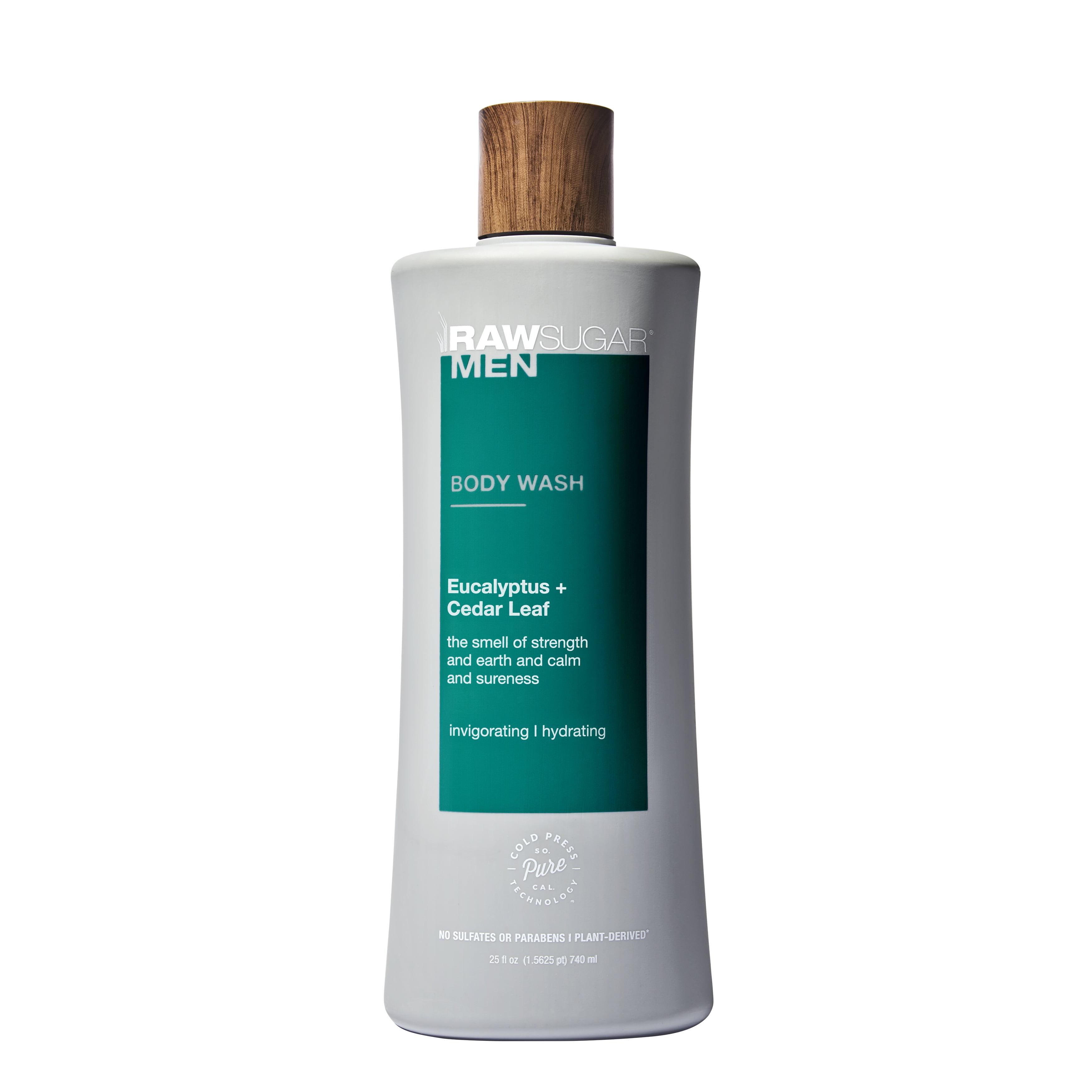 Raw Sugar Men's Liquid Body Wash, Eucalyptus and Cedar Leaf, 25 fl oz