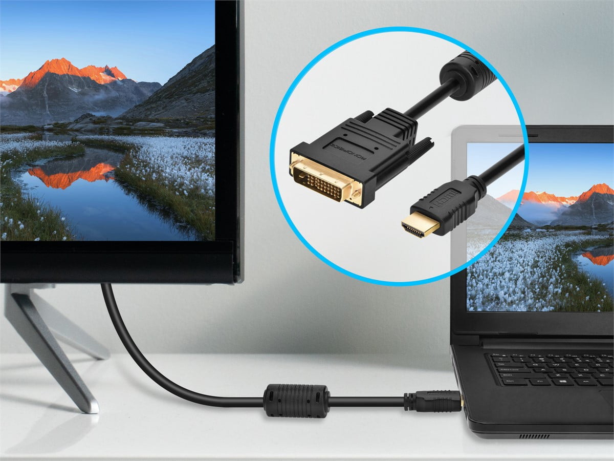 Monoprice Video Cable - 6 Feet - Black | 28AWG HDMI to M1-D Ferrite cores