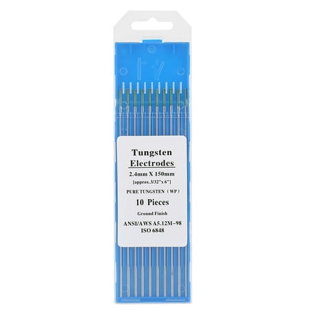

10Pcs Pure Tungsten Electrodes WP Green Tip for AC Welding 2.4*150mm