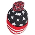 thumbnail image 3 of Best Winter Hats American Flag Cuffed Stretchy Tight Knit Beanie Cap W/Pom Pom, 3 of 3