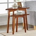 thumbnail image 1 of Monterey 24" Mid-Century Wood Triangular Nesting End Tables, Set of Two, Warm Chestnut, 1 of 5