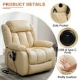 thumbnail image 4 of TEKAMON Infinite Position Lift Recliner Chair for Elderly with Heat and Massage Lay Flat Sleeping Leather Dual Motor Power Lift Chair for Living Room (Beige), 4 of 11