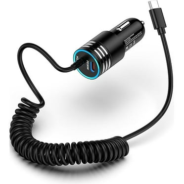 iPhone 16e Car Charger USB C, 60W Dual PD Super Fast Charging Car Adapter with Coiled USB-C Cable for Apple 16 Pro Max/16 Pro/15 Plus/15 Pro, iPad Mini/Air/Pro 11 13inch, Type C cargador para for Car