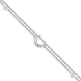 thumbnail image 1 of 925 Sterling Silver Crescent Moon Stars 2 Strand 7.5 Inch Bracelet Celestial, 1 of 5