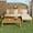 Teak+ Beige + Acacia Wood + Fabric + Sectional Seating Groups, variant on L Shape 3pcs Acacia Wood Patio Sofa Set