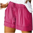 thumbnail image 3 of Shadoumai Shorts for Women Summer Casual Comfy Shorts Drawstring Elastic High Waist Lightweight Bermuda Shorts with Pockets Harem Pants, 3 of 7